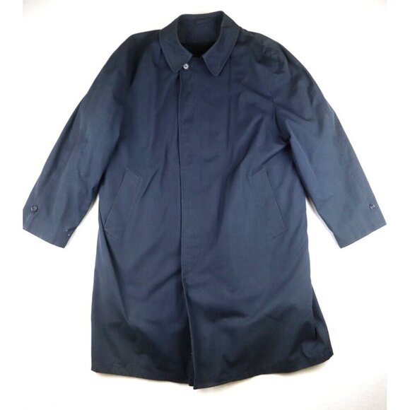 CLIPPER MIST - VINTAGE MEN'S NAVY BLUE TRENCH COAT JACKET W/ REMOVABLE LINER 42R - Picture 2 of 13